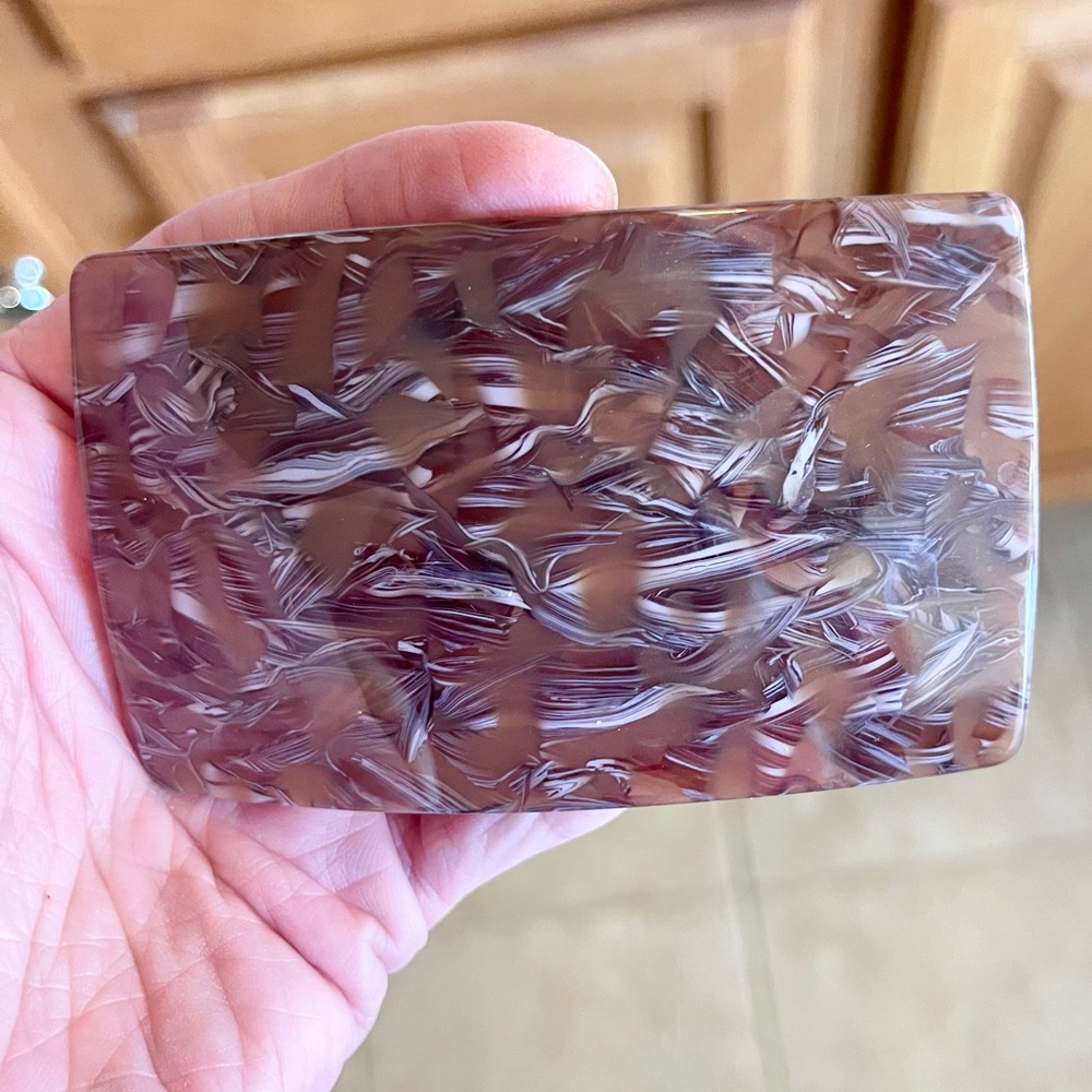 Stunning Anthro Cellulose Acetate Barrette Marbled Neutral Statement Hair Clip!